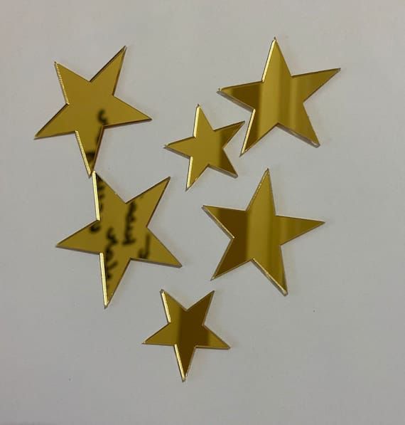 15 stars Mirror Matrial Acrylic  Wall Art Decor star Stickers Decals for Kids Girls Bedroom Bathroom Playroom golden View Gallery - Pakistan