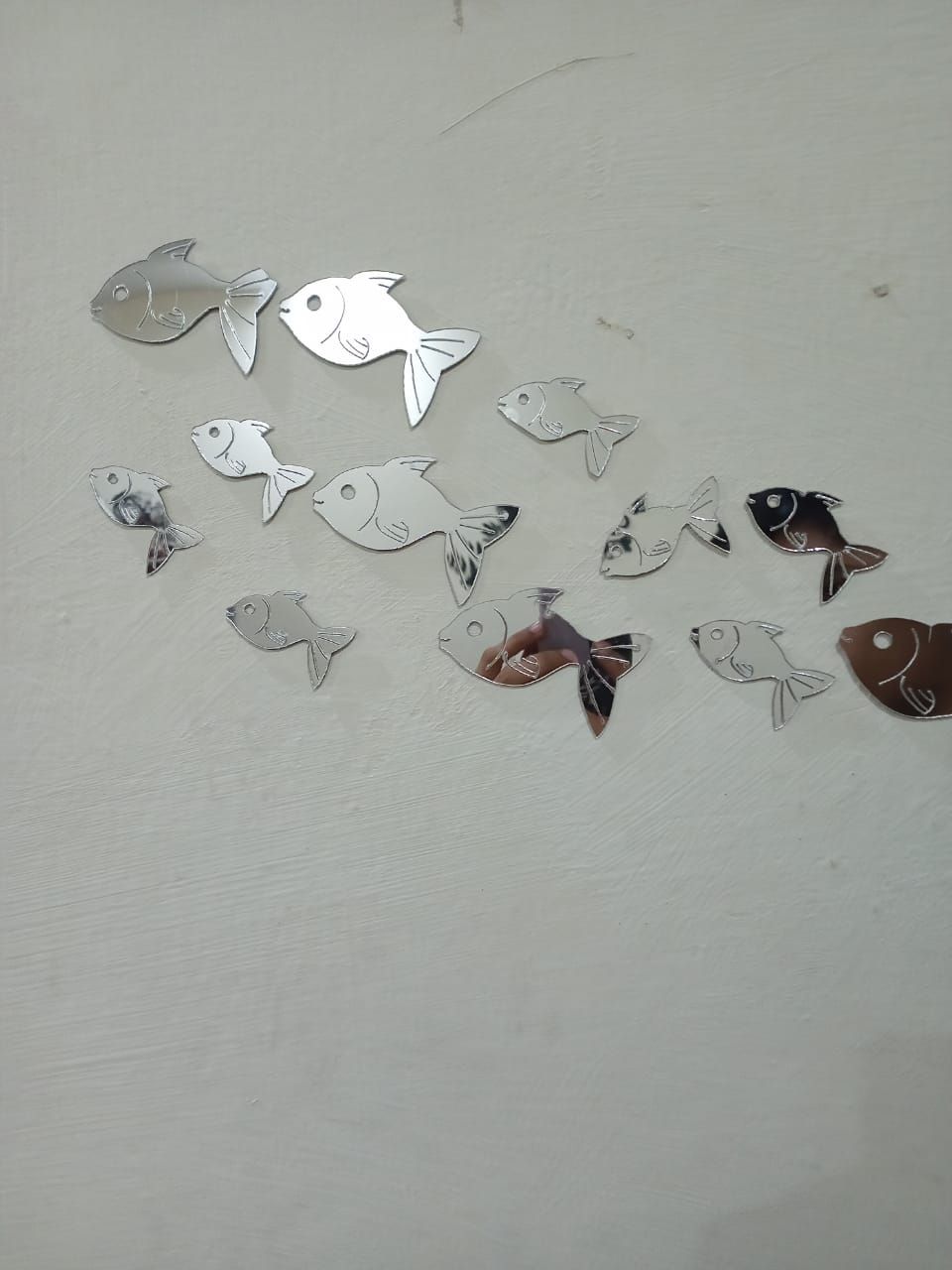 30 Pcs  Acrylic Fishes Mirror Wall Art Decor Fishes Mirror Stickers Decals for Kids Girls Bedroom Bathroom Playroom silver View Gallery - Pakistan