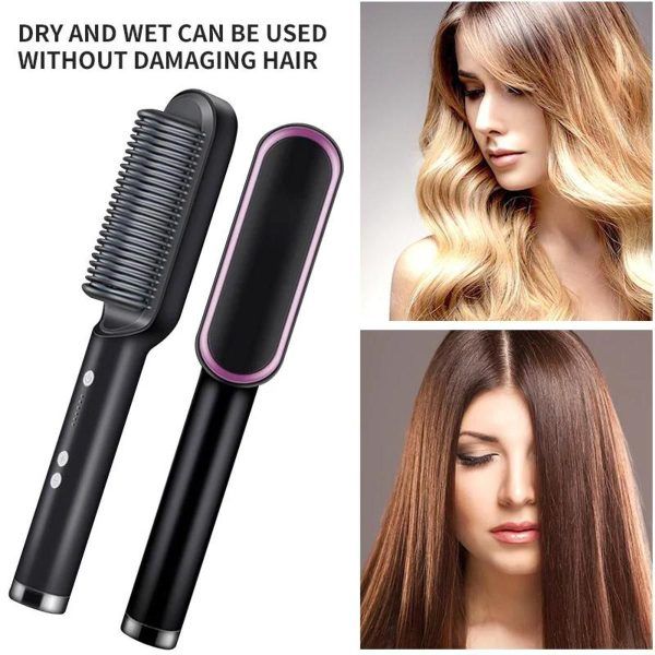 HQT-909B Electric Hair Straightening Brush – Professional Fast Heating Styler (Random Color)