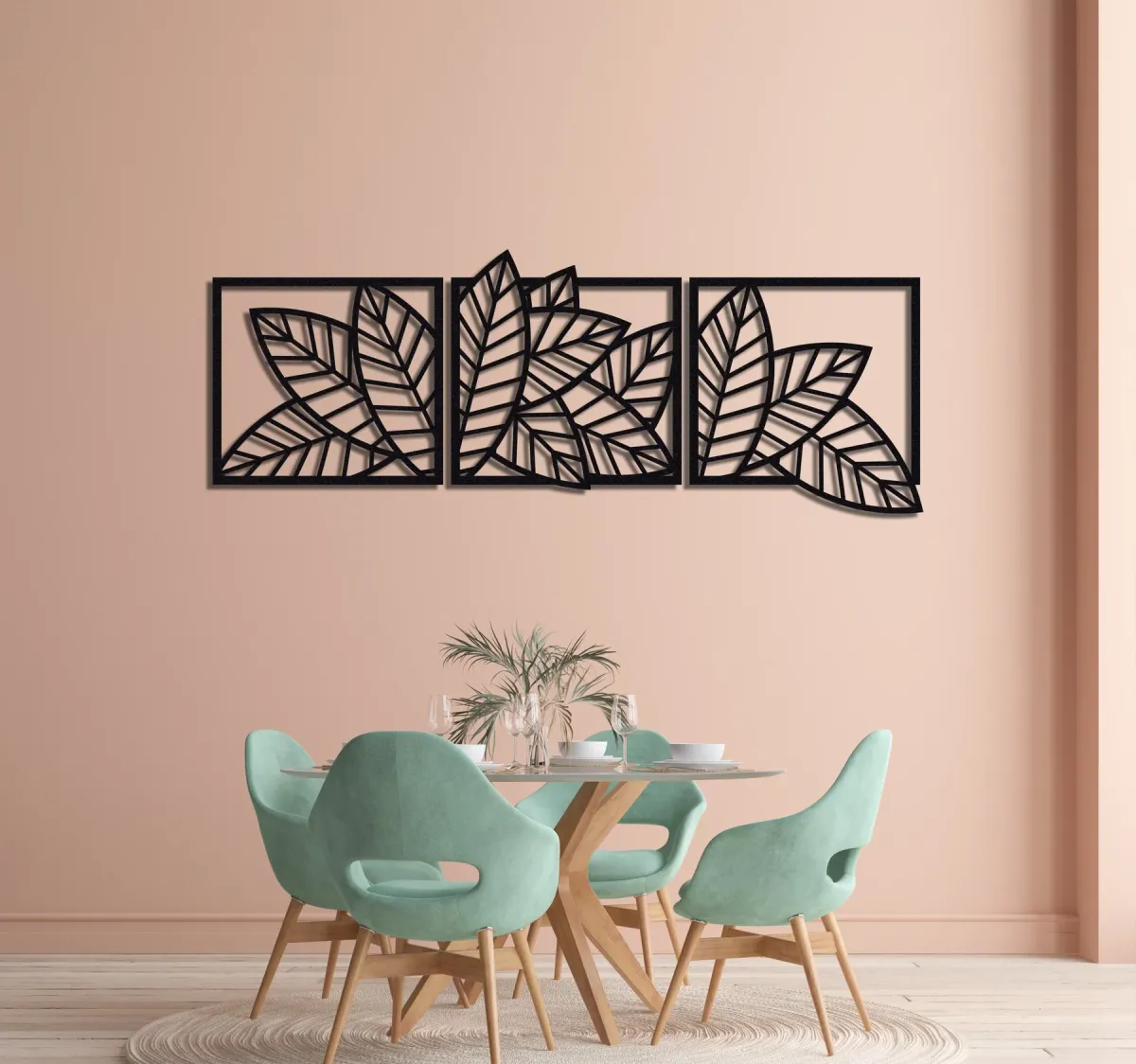 3D wooden 3 Piece Long Leaf Panels | Wall Hanging wooden Art | Wall art I Wall art for room decoration