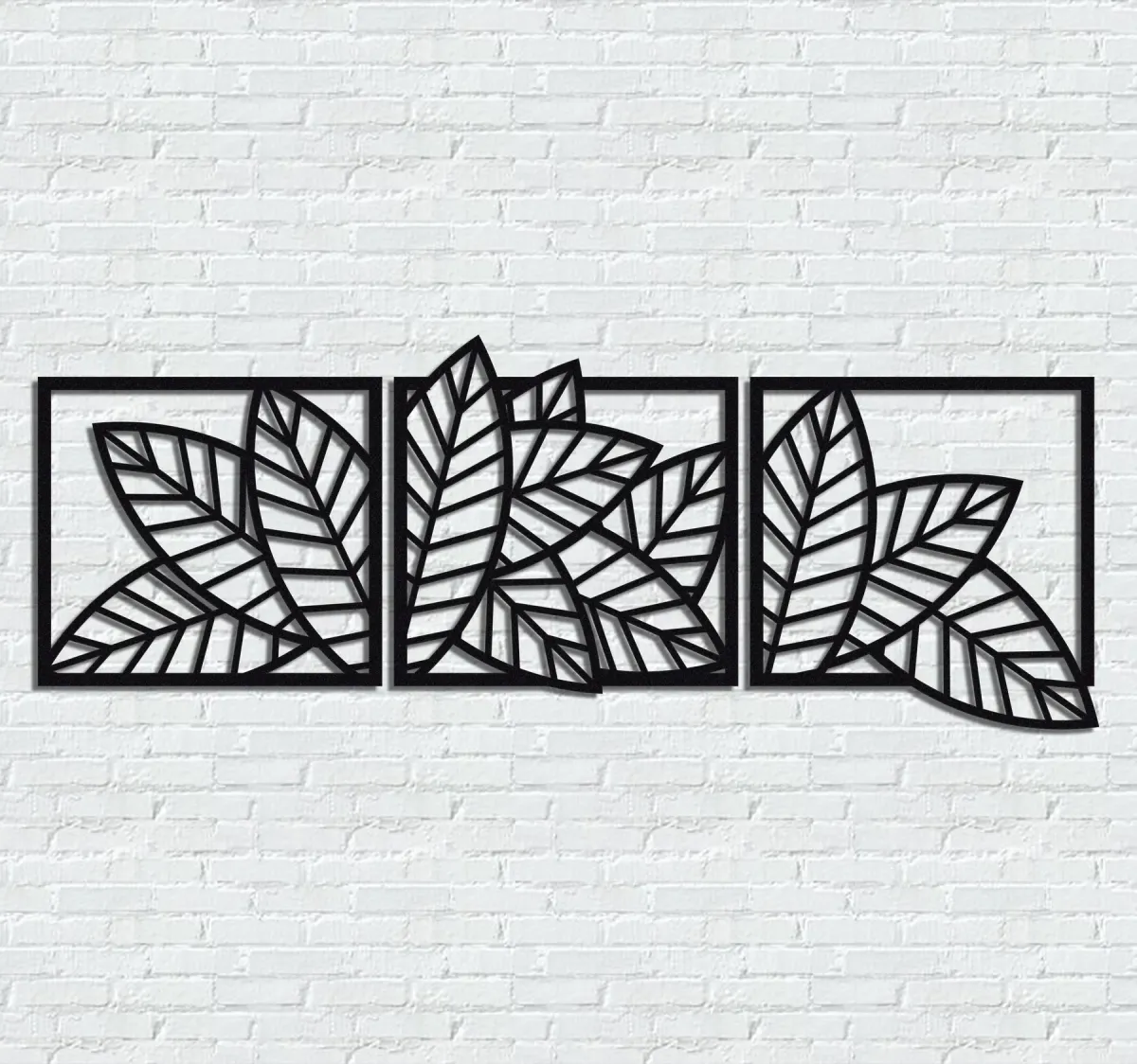3D wooden 3 Piece Long Leaf Panels | Wall Hanging wooden Art | Wall art I Wall art for room decoration View Gallery - Pakistan