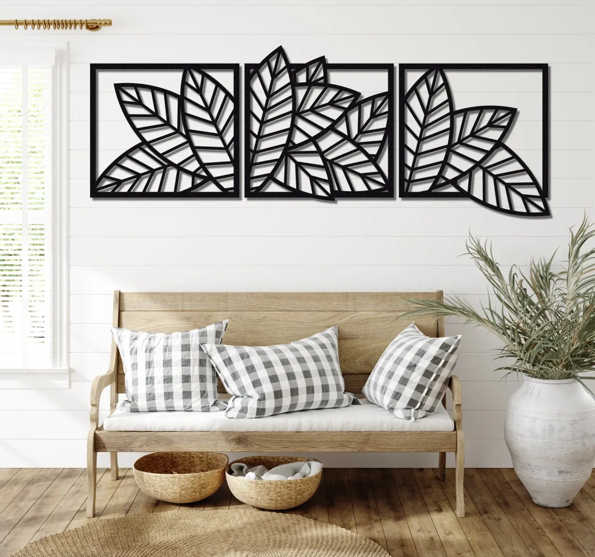3D wooden 3 Piece Long Leaf Panels | Wall Hanging wooden Art | Wall art I Wall art for room decoration View Gallery - Pakistan