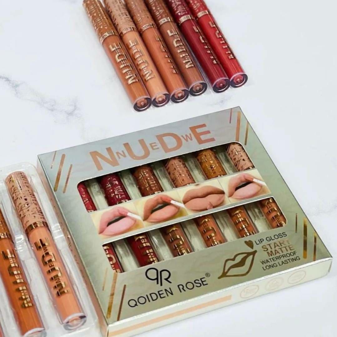 Pack Of 6 Nude High Pigment Matte Lipgloss Soft &amp;amp; Matte Texture Hydrating Lipgloss (Random Color)