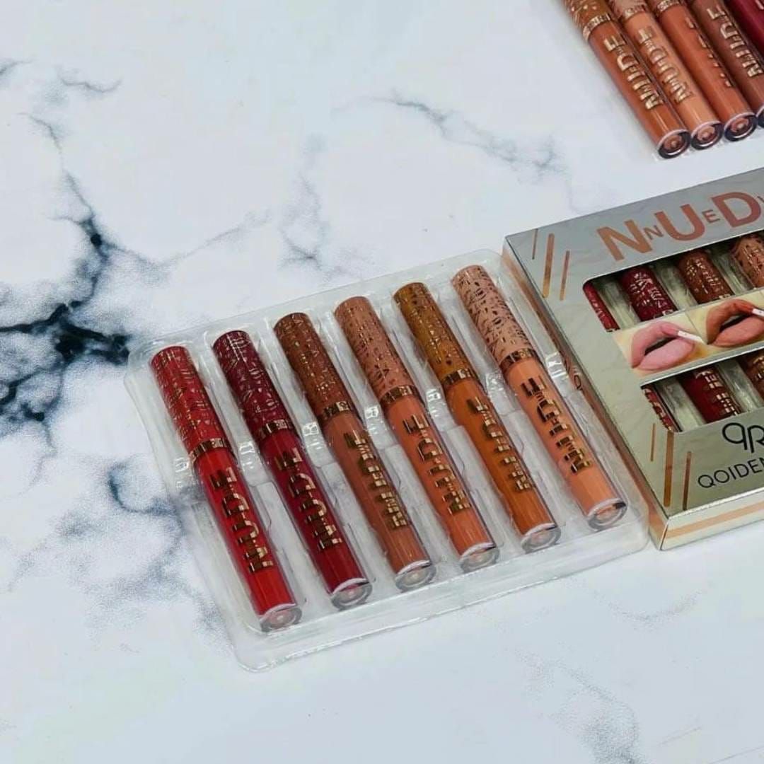 Pack Of 6 Nude High Pigment Matte Lipgloss Soft &amp; Matte Texture Hydrating Lipgloss (Random Color) View Gallery - Pakistan