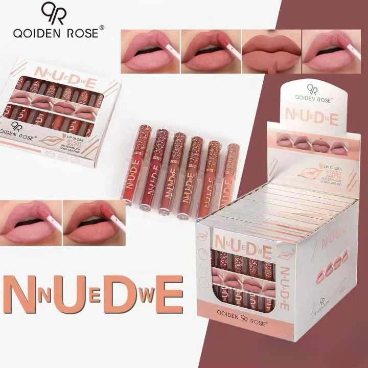 Pack Of 6 Nude High Pigment Matte Lipgloss Soft &amp; Matte Texture Hydrating Lipgloss (Random Color) View Gallery - Pakistan