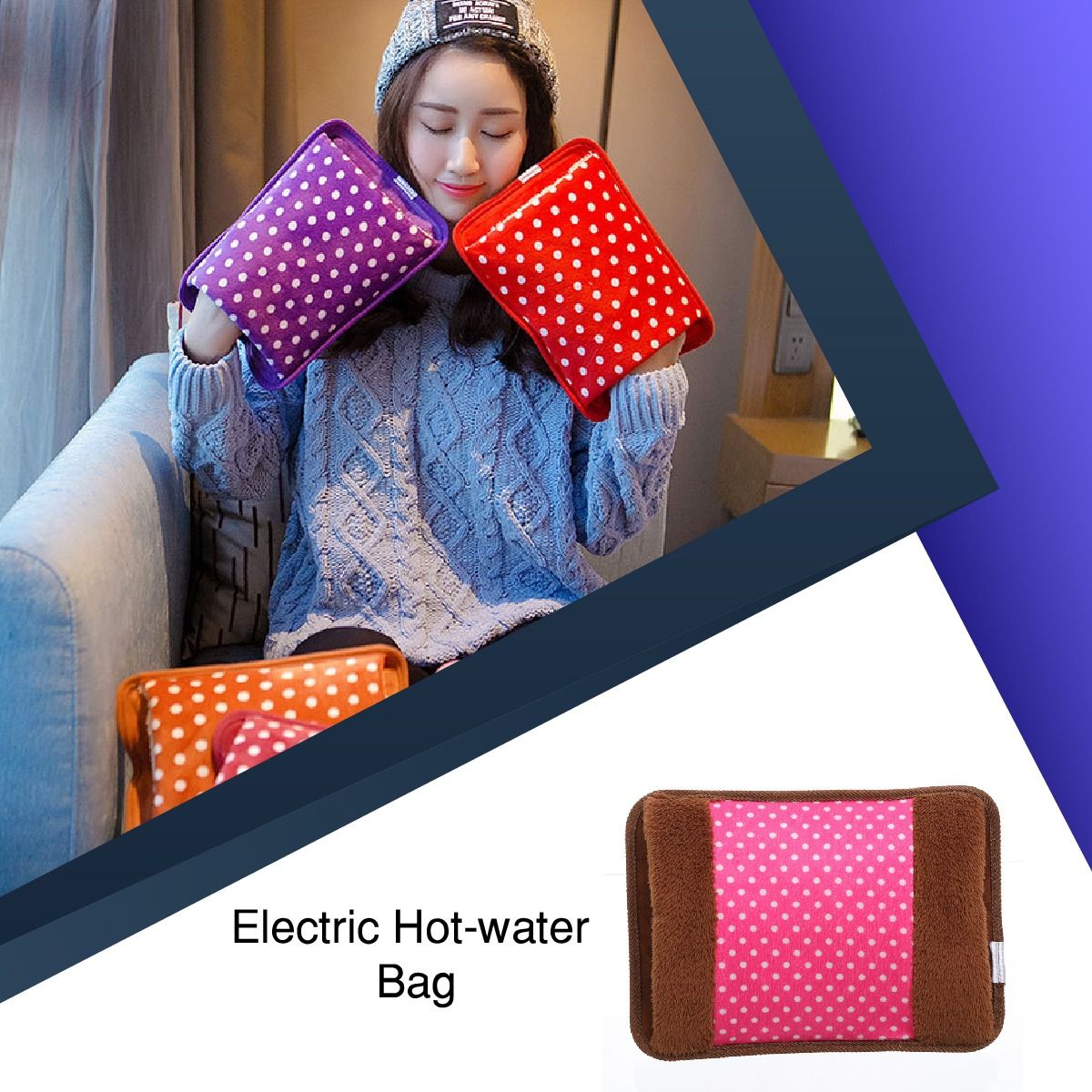Electric Hot Water bag Heat Pad (Heat Bag) For Pain Relief  velvet cloth type also used for hand warmer – Multicolour