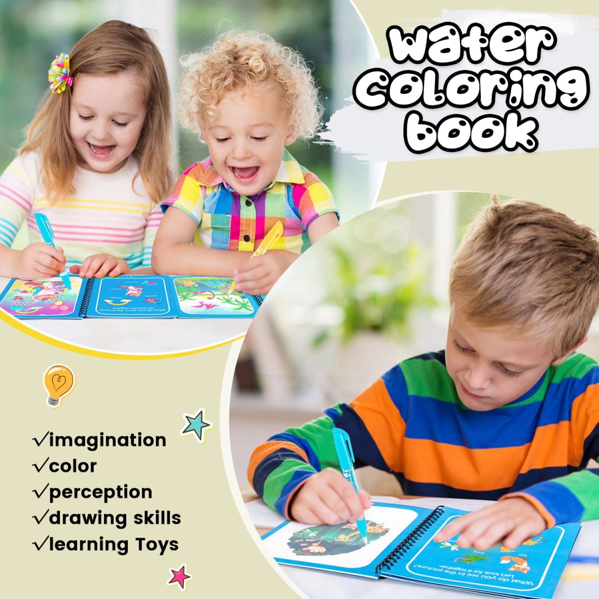 Magic Water Book Painting Drawing Coloring Board Book Magic Water Pen ( Random Book ) View Gallery - Pakistan