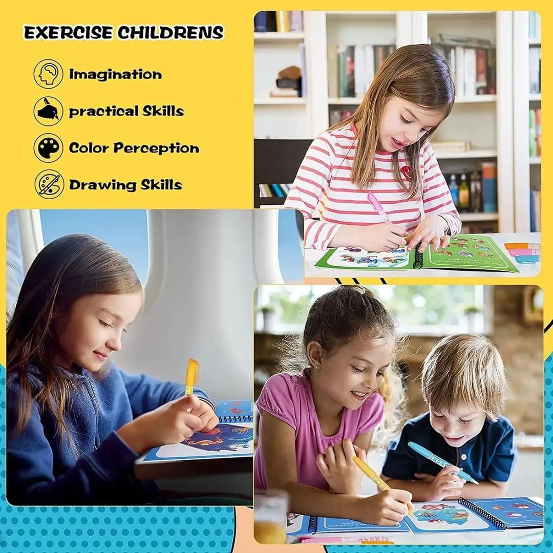 Magic Water Book Painting Drawing Coloring Board Book Magic Water Pen ( Random Book ) View Gallery - Pakistan