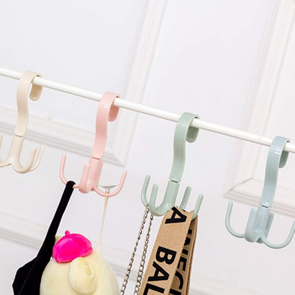 (1 piece) Multi-Purpose Hook Four-Claw Rotatable Coat Hooks Hanging Powerful Storage Rack House Kitchen Pot Pan Hanger Scarf Hanger (random color) View Gallery - Pakistan