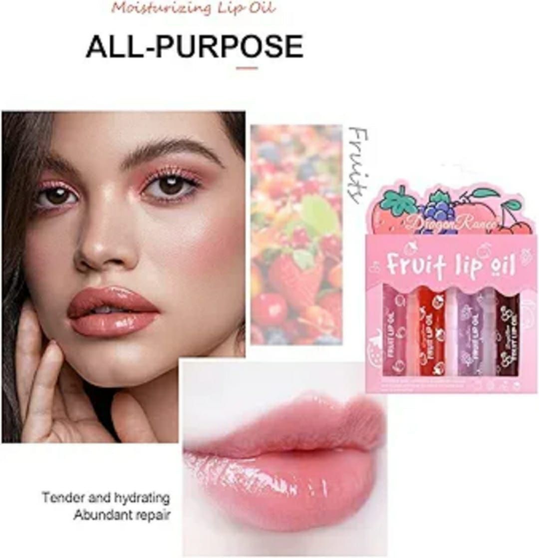 Pack of 4 - Fruit Lip Oil Set, Non-Sticky Long Lasting Moisturizing Lip Oil Lip Care Oil View Gallery - Pakistan