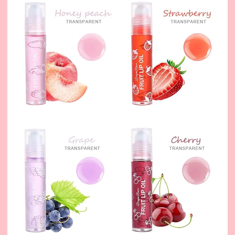Pack of 4 - Fruit Lip Oil Set, Non-Sticky Long Lasting Moisturizing Lip Oil Lip Care Oil View Gallery - Pakistan