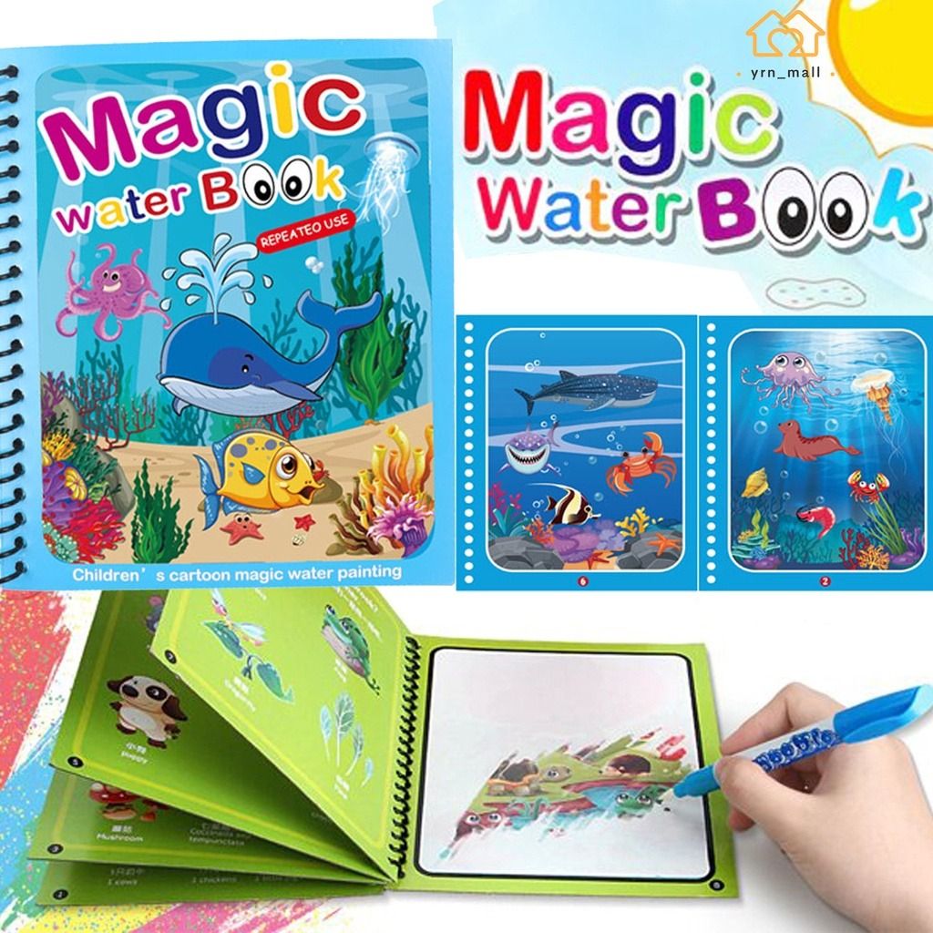 Magic Water Book Painting Drawing Coloring Board Book Magic Water Pen ( Random Book ) View Gallery - Pakistan