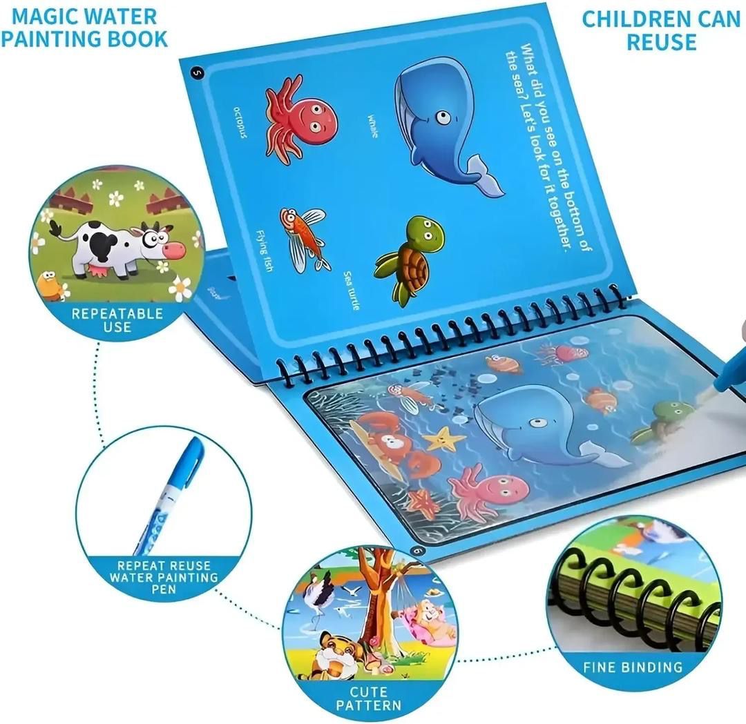 Magic Water Book Painting Drawing Coloring Board Book Magic Water Pen ( Random Book ) View Gallery - Pakistan