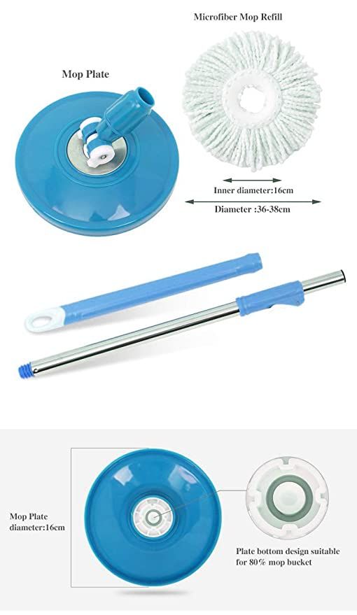 360 Degree Rotating Spin Mop - Original Replacement Parts for Home, Kitchen &amp; Bathroom Cleaning spin mop  ( Random Color ) View Gallery - Pakistan