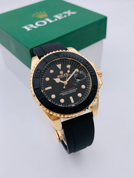 ( Golden ) Rolex Stylish Watch for Men Adjustable Rubber Strap | Heavy Master Lock | Steel Buzzle Working - Without Box View Gallery - Pakistan