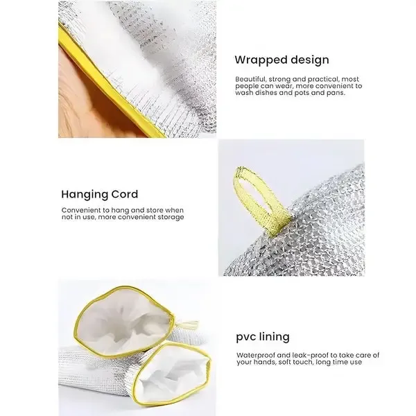 (1pcs) Wire Dishwashing Gloves | Dishwashing Rags For Wet And Dry Non-scratch Wire Dish Cloths For Washing Dishes, Kitchen (random color) View Gallery - Pakistan