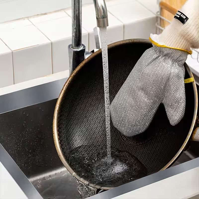 (1pcs) Wire Dishwashing Gloves | Dishwashing Rags For Wet And Dry Non-scratch Wire Dish Cloths For Washing Dishes, Kitchen (random color) View Gallery - Pakistan