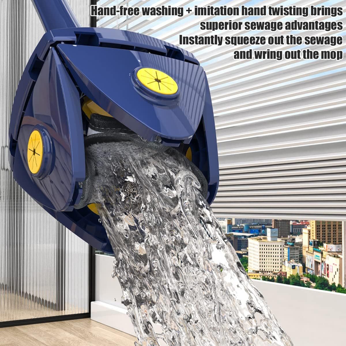 360° Rotatable 4 Leaf Clover Twist Water Auto Squeezes Mop Adjustable Corner Mop Self Squeezing Wringing Mop Multifunctional Rotating Mop For Floor Wall Window View Gallery - Pakistan