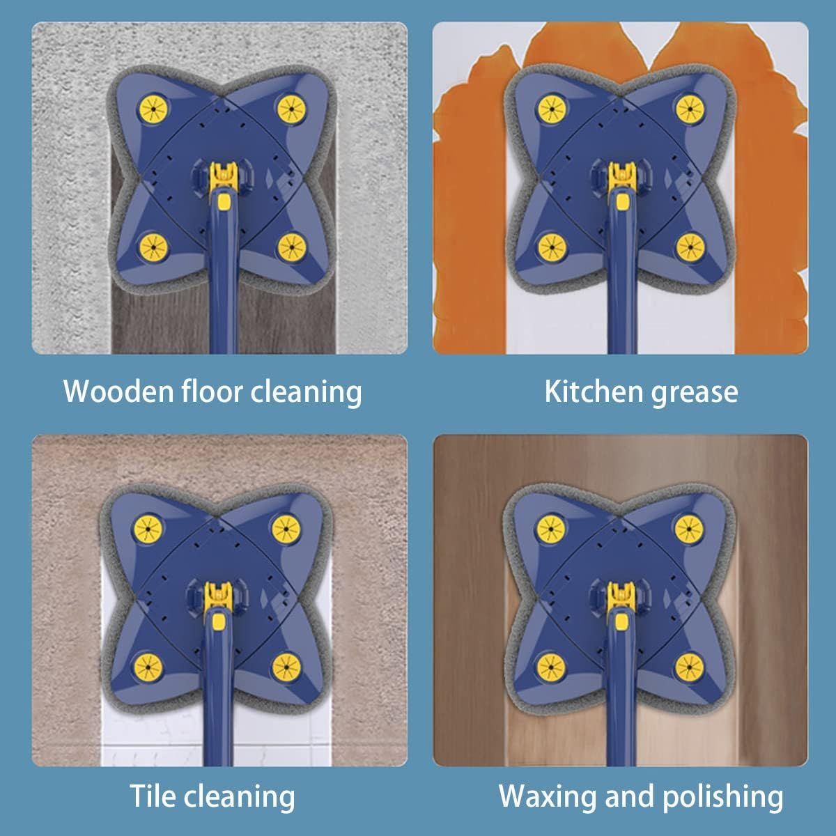 360° Rotatable 4 Leaf Clover Twist Water Auto Squeezes Mop Adjustable Corner Mop Self Squeezing Wringing Mop Multifunctional Rotating Mop For Floor Wall Window View Gallery - Pakistan