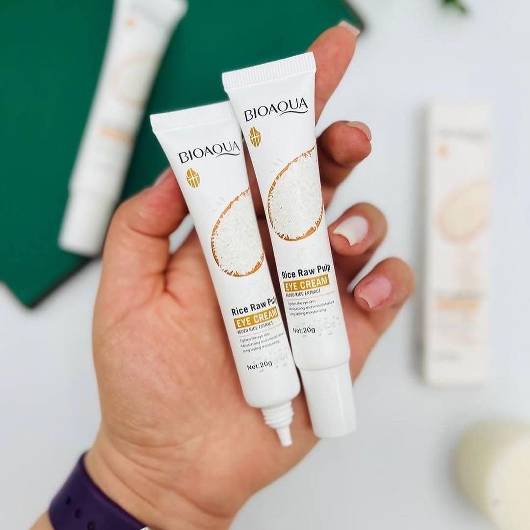 BioAqua Rice Brightening Eye Cream Rice Raw Pulp Eye Cream Acne Scar Removal - 20g View Gallery - Pakistan