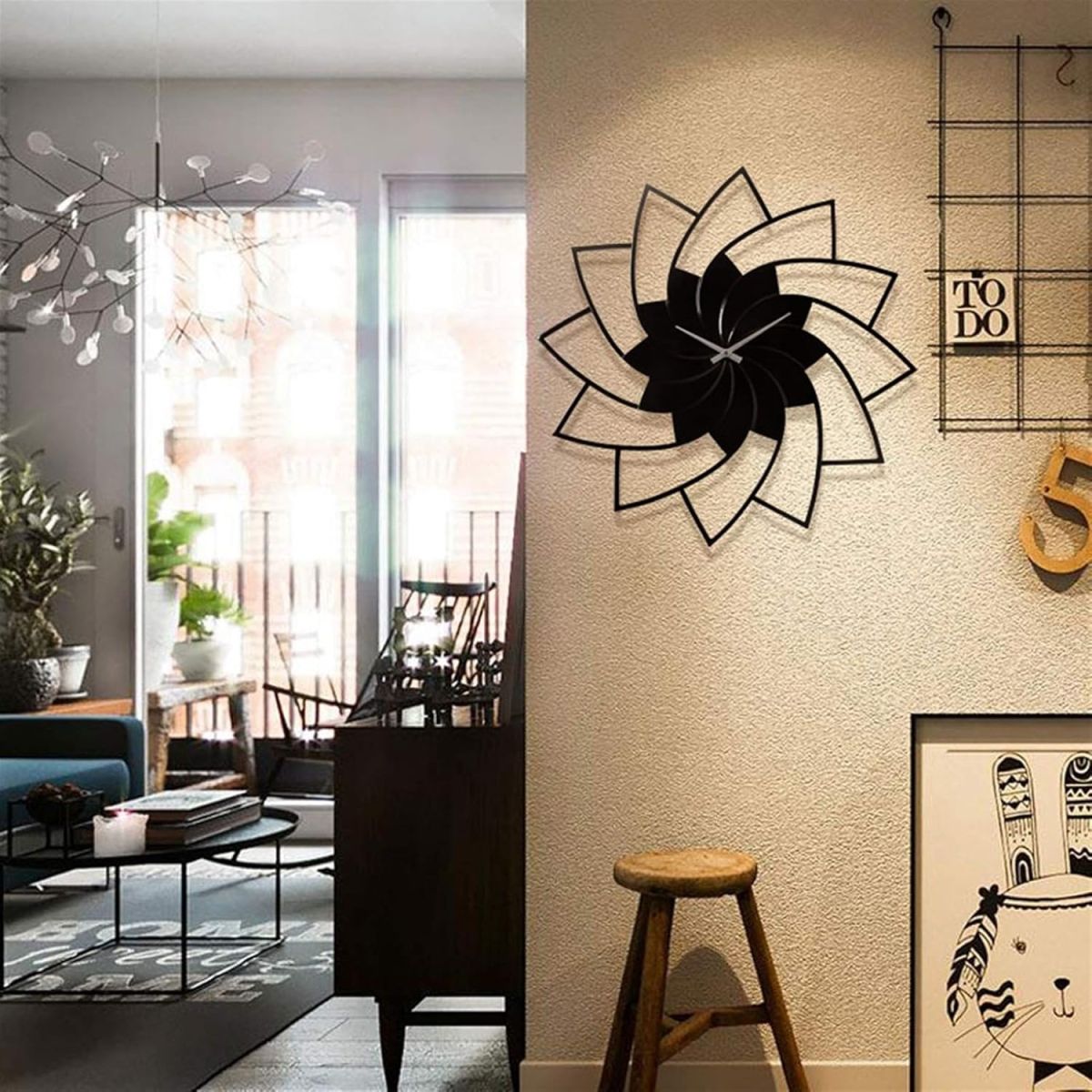 3D WOODEN FLORAL WALL CLOCK Modern Home Decorations for Living Room,Bedroom View Gallery - Pakistan