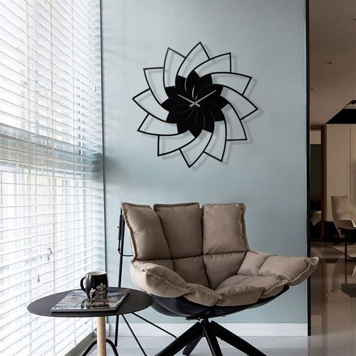 3D WOODEN FLORAL WALL CLOCK Modern Home Decorations for Living Room,Bedroom View Gallery - Pakistan