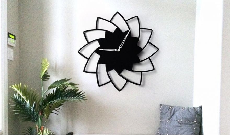 3D WOODEN FLORAL WALL CLOCK Modern Home Decorations for Living Room,Bedroom View Gallery - Pakistan