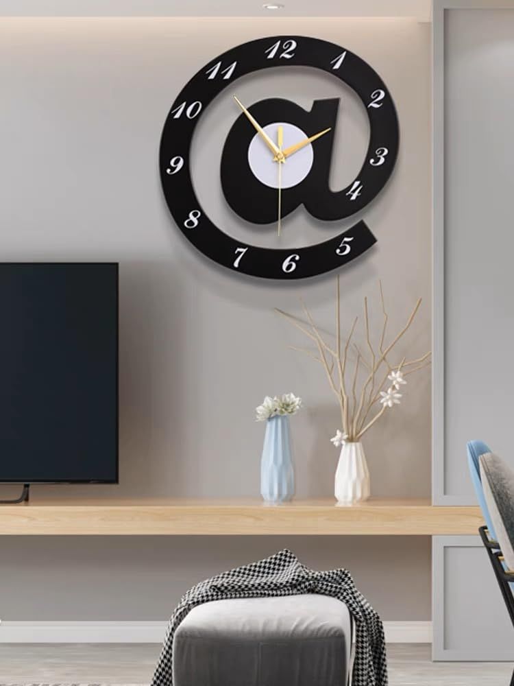 The Sign (@)3D Wooden wall clock for Living Room, Bed Room Home Decor Art &amp;amp; Hanging Decorative Showpiece Items