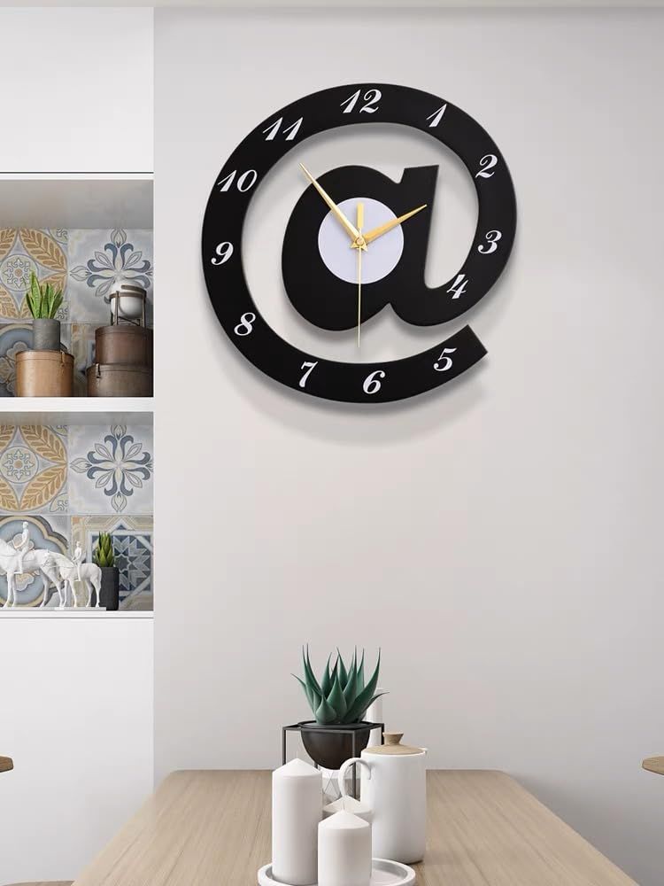 The Sign (@)3D Wooden wall clock for Living Room, Bed Room Home Decor Art &amp; Hanging Decorative Showpiece Items View Gallery - Pakistan