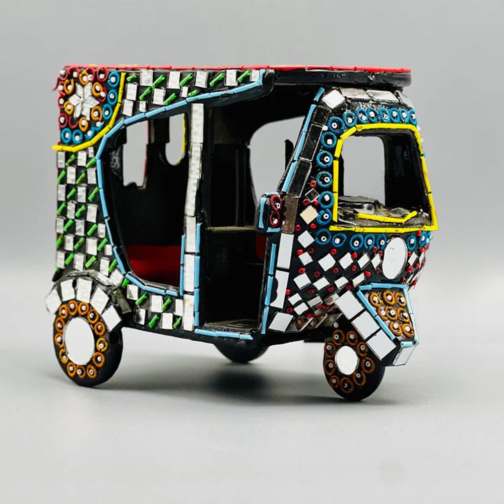 RIKSHAW ART GLASS WORK RIKSHAW Colorful  Art Antique Decoration Items.For Home Office View Gallery - Pakistan