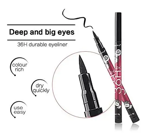 (Pack of 06) YANQINA 36H Precision Liquid Waterproof Eyeliner Pencil | Eye Liner (Black) View Gallery - Pakistan