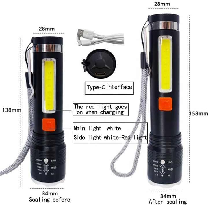 P50 super light rechargeable flashlight - Super bright Led Light - zoomable Rechargeable torch 3 mode View Gallery - Pakistan