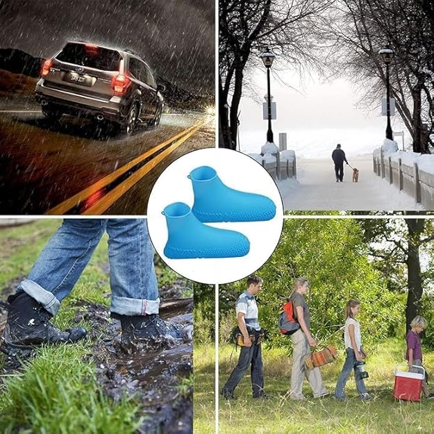 (pair) Waterproof Shoe Covers - Reusable Silicone Shoes Covers for Rain (random color) View Gallery - Pakistan