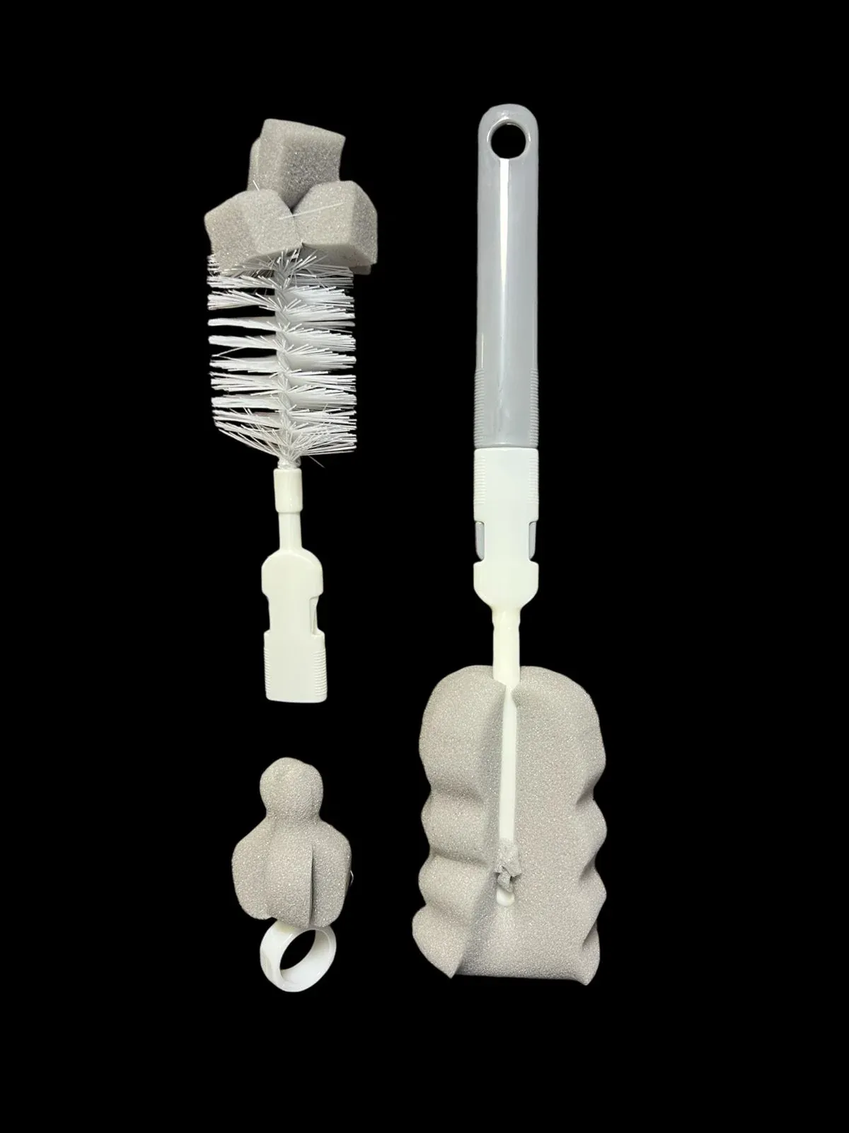 (pack of 3 )Baby Bottle and Teath Brush Set with Changeable Endings – Bottle, Sponge, Straw, and Pacifier (random color View Gallery - Pakistan