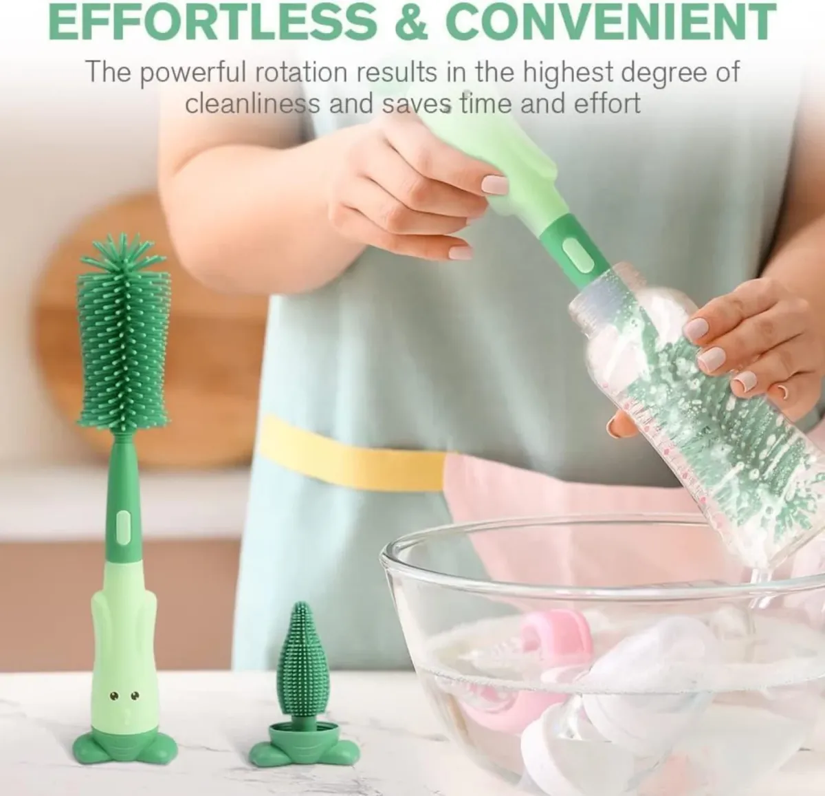 3-in-1 Silicone Baby Bottle Cleaning Brush Set – Pacifier, Straw, and Bottle Scrubber