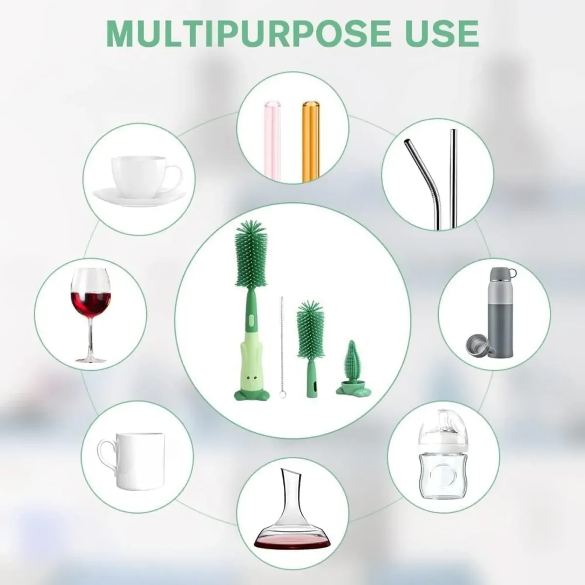 3-in-1 Silicone Baby Bottle Cleaning Brush Set – Pacifier, Straw, and Bottle Scrubber View Gallery - Pakistan