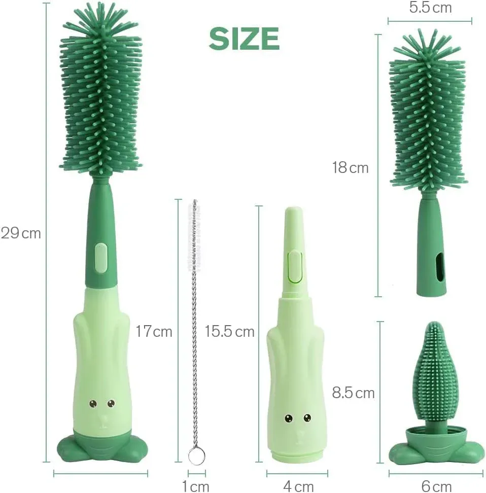 3-in-1 Silicone Baby Bottle Cleaning Brush Set – Pacifier, Straw, and Bottle Scrubber View Gallery - Pakistan
