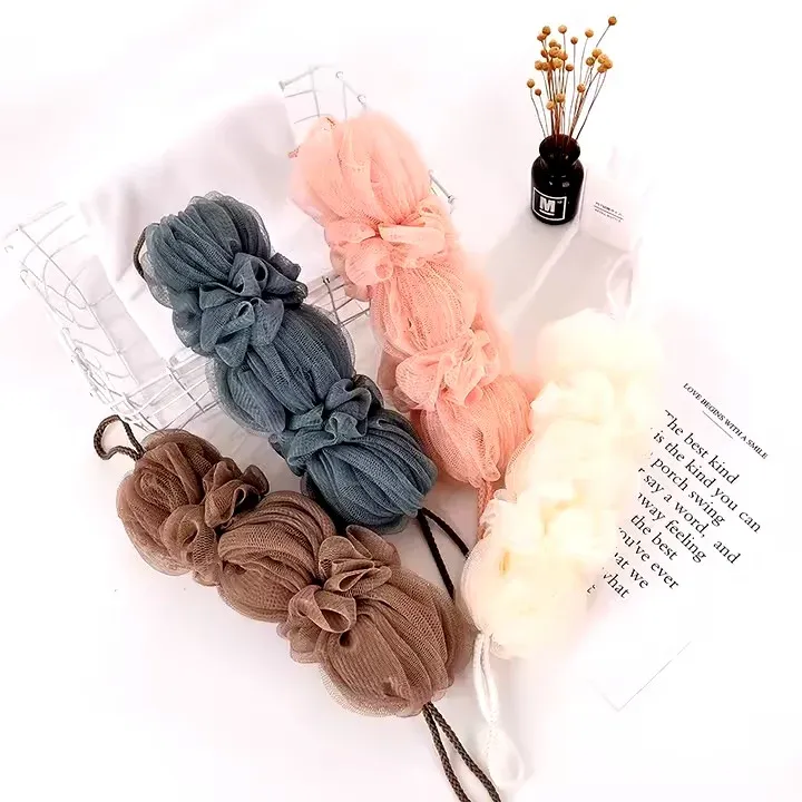 Premium Exfoliating Loofah Sponge – Long Handle Shower Pouf for Body &amp; Back Scrubbing (Random Color)) View Gallery - Pakistan