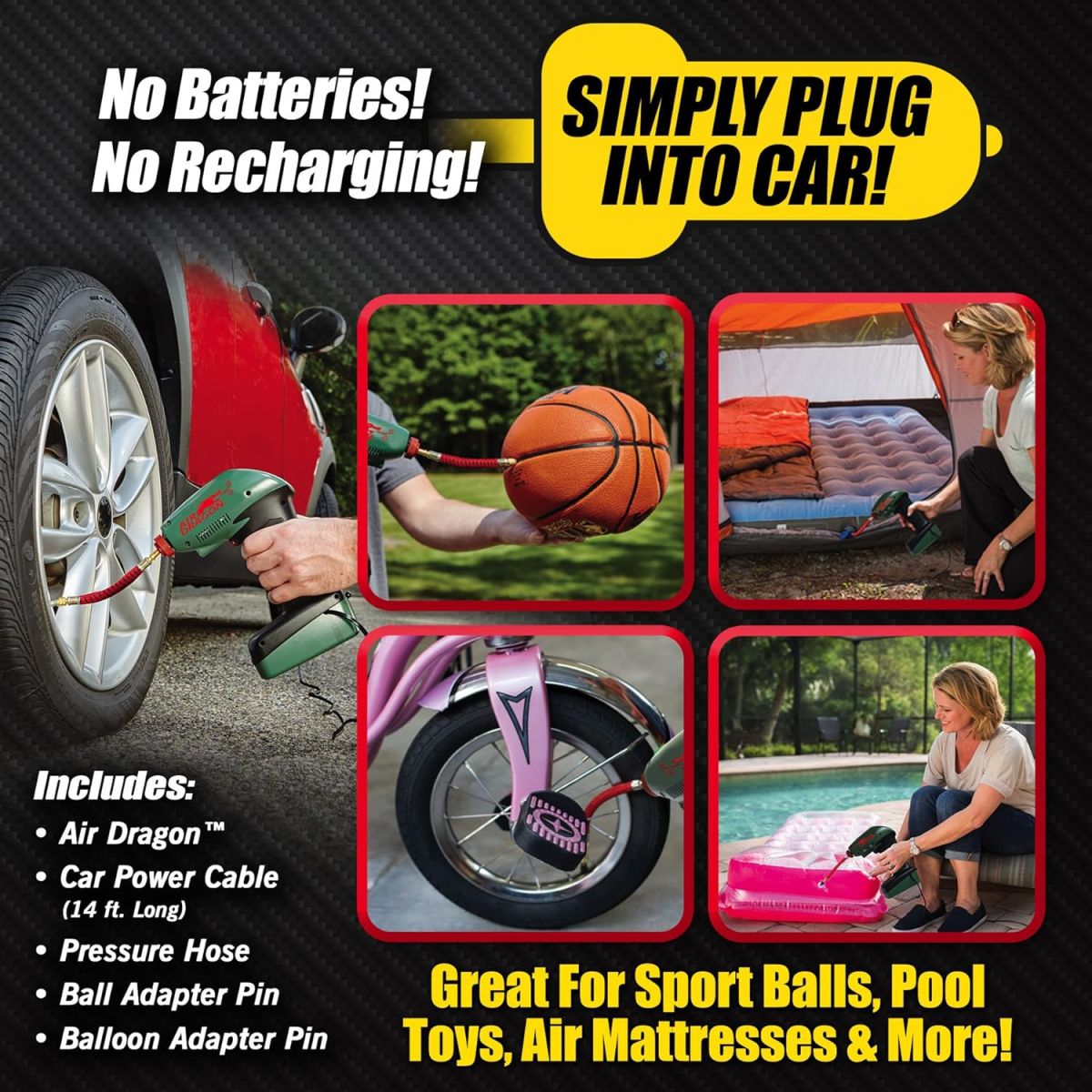 Air Dragon Portable Air Compressor Build in Light Great For Sport Ball, Pool Toys, Air Mattresses View Gallery - Pakistan