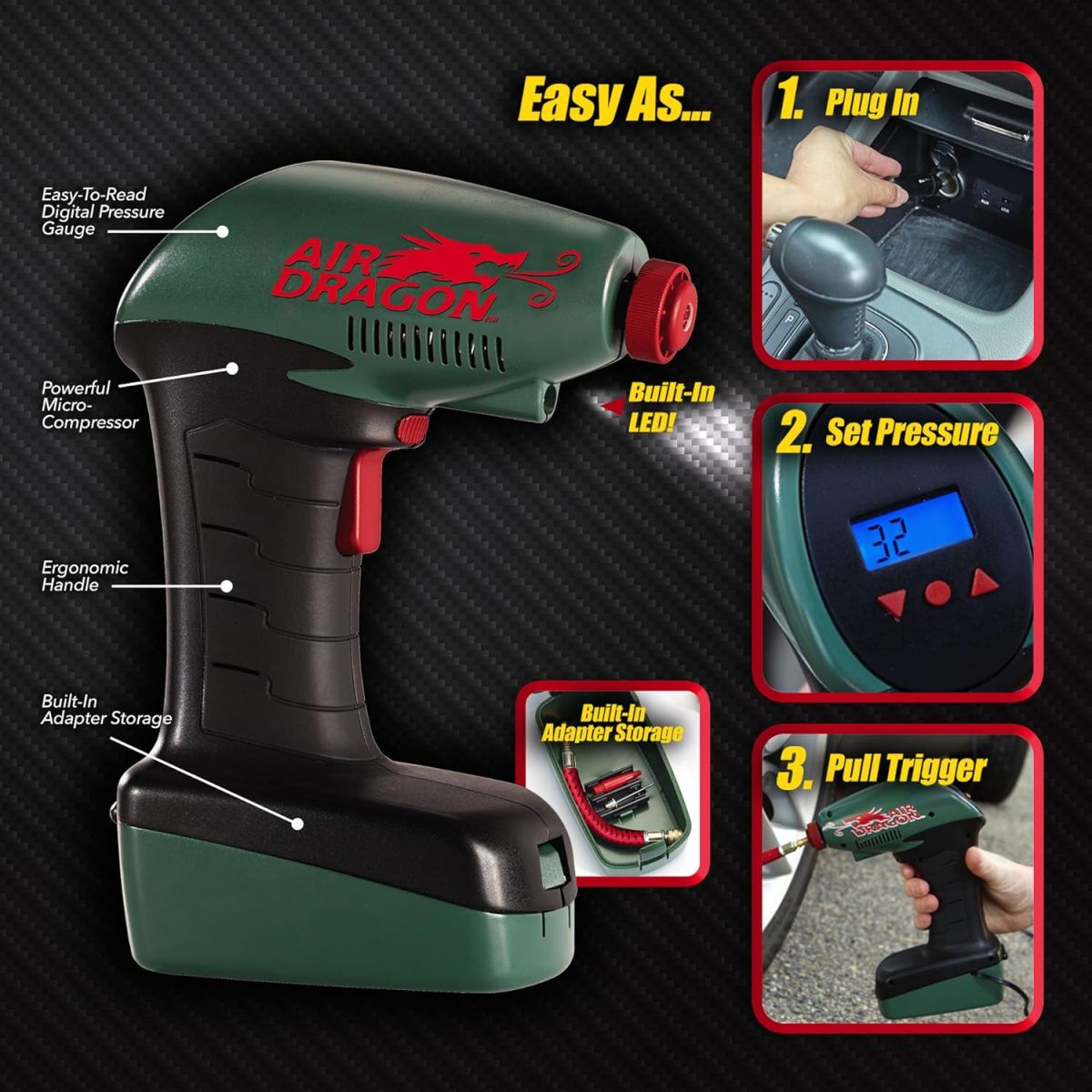 Air Dragon Portable Air Compressor Build in Light Great For Sport Ball, Pool Toys, Air Mattresses View Gallery - Pakistan
