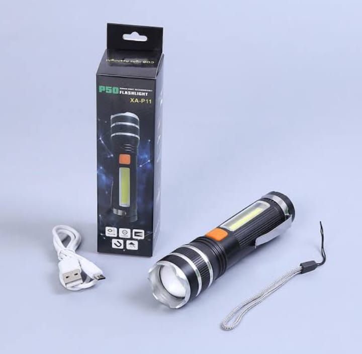 P50 super light rechargeable flashlight - Super bright Led Light - zoomable Rechargeable torch 3 mode
