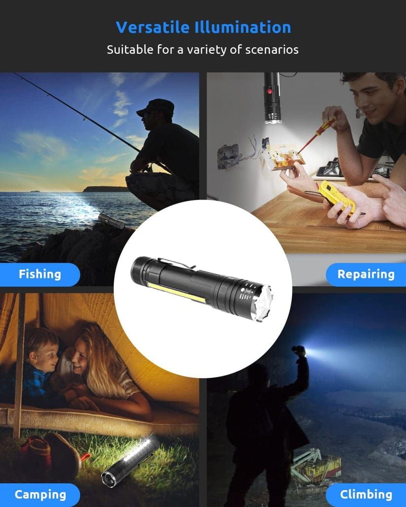P50 super light rechargeable flashlight - Super bright Led Light - zoomable Rechargeable torch 3 mode View Gallery - Pakistan