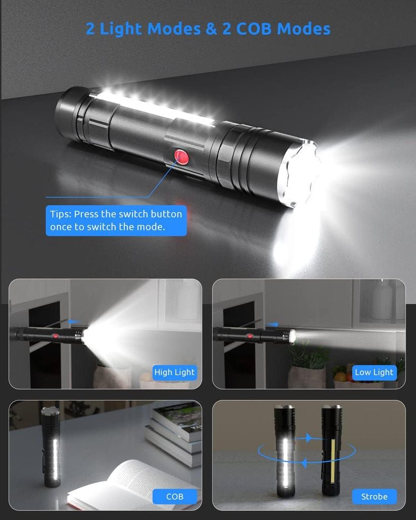 P50 super light rechargeable flashlight - Super bright Led Light - zoomable Rechargeable torch 3 mode View Gallery - Pakistan