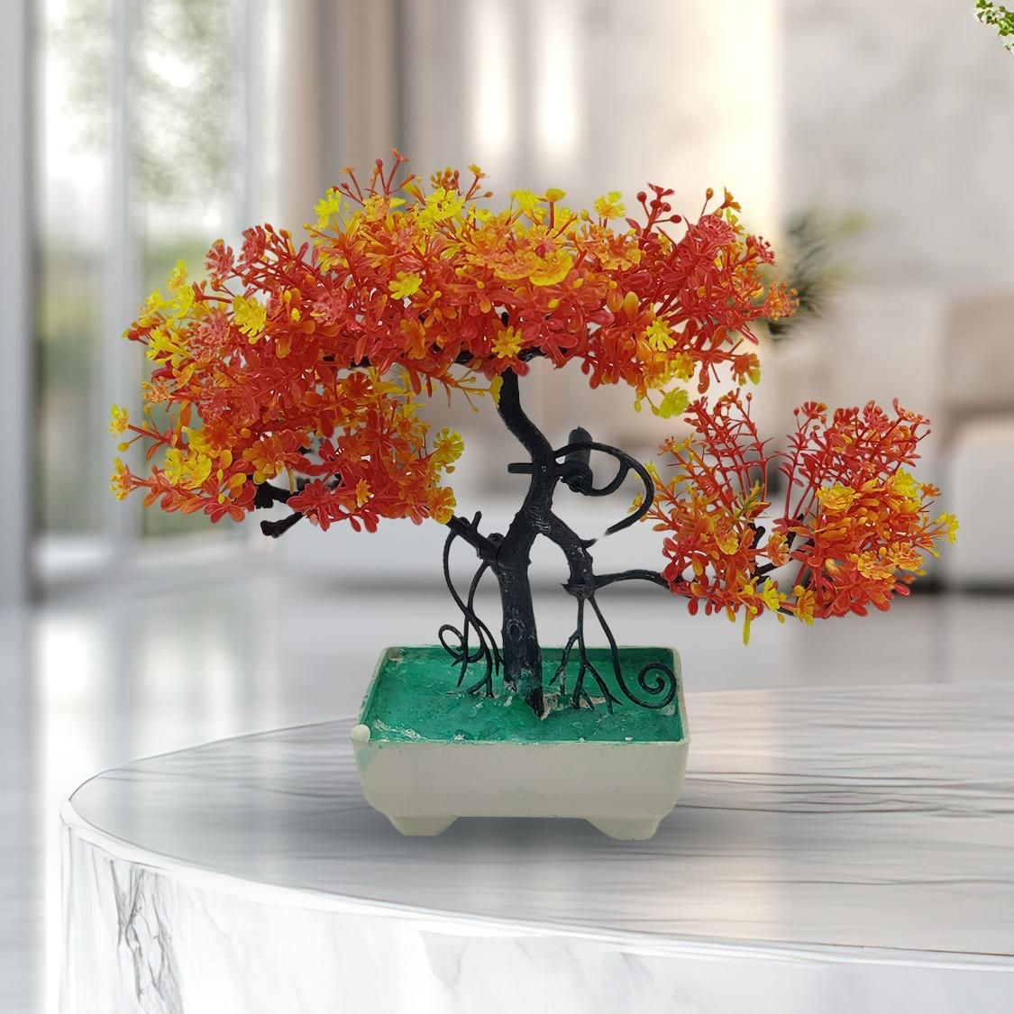 Orange Artificial Bonsai Tree ( 1 Piece )–    Bonsai Tree Room Decor for Home, Office &amp; Bedroom | Best Artificial Pot View Gallery - Pakistan