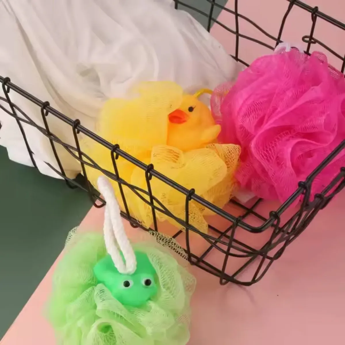 Kids Bath Sponge Ball - Bath Loofah Mesh Pouf Shower Exfoliator Scrubber Bath Foaming Ball Loofah with Soft Toy (random character ) View Gallery - Pakistan