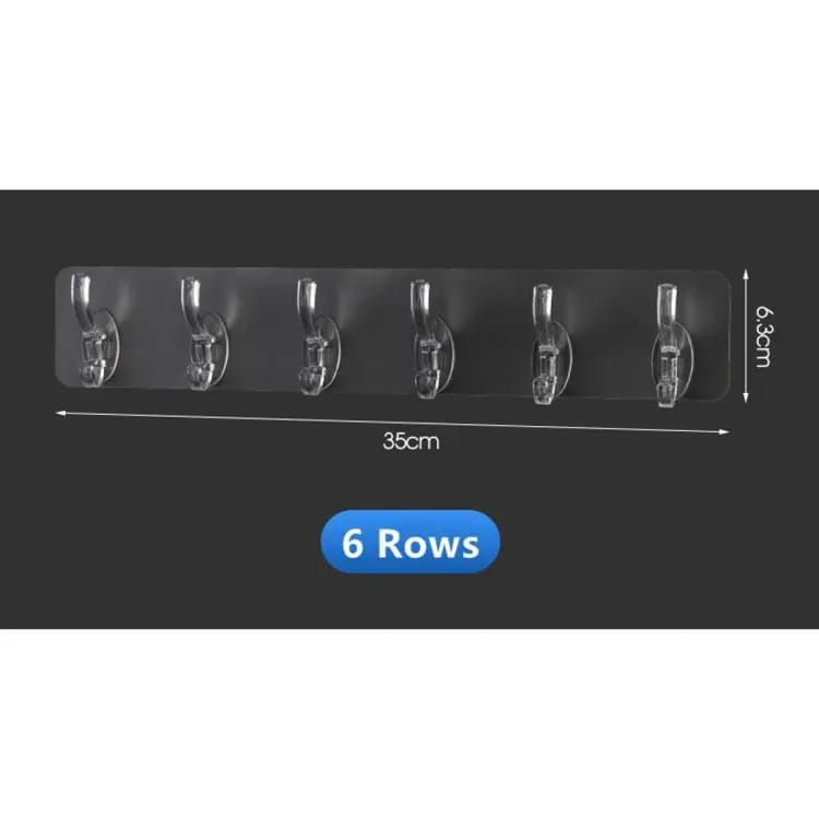 6 Row Transparent Wall Hooks Self Adhesive Clothes Coat Door Hanger Towel Key Holder Bathroom Kitchen Storage Sticker Hook View Gallery - Pakistan