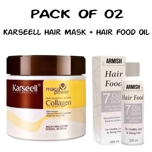 Pack Of 2 Items | Karseell Hair Mask &amp;amp;amp  500ml ; Hair Food Oil 200ml