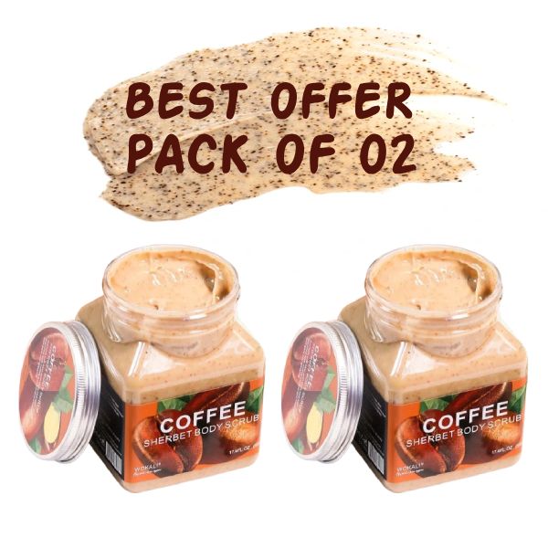 Pack Of 02 | WOKALI Coffee Sherbet Body Scrub 350ml-WKL692 - Exfoliating &amp;amp; Hydrating Coffee Scrub