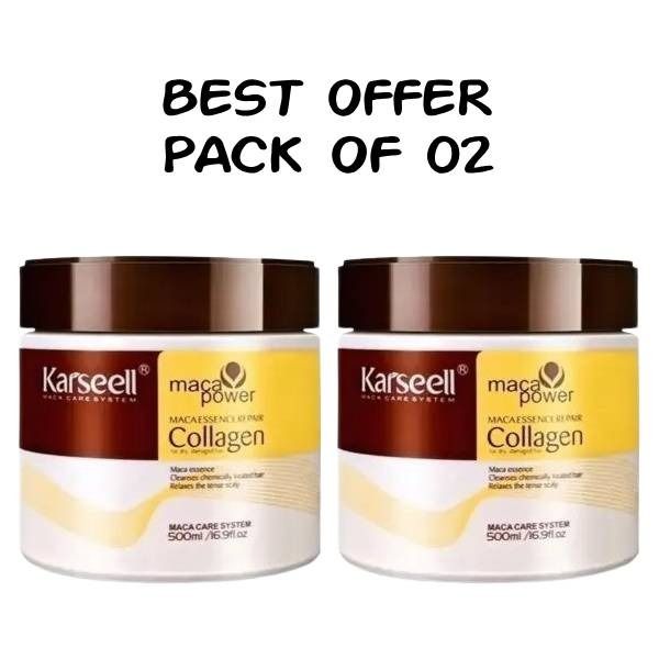 Pack Of 02 | Sealed Packed | Karseell Hair Mask Collagen Treatment Cream – Argan Oil &amp;amp; Maca Essence, 16.9 OZ 500ml