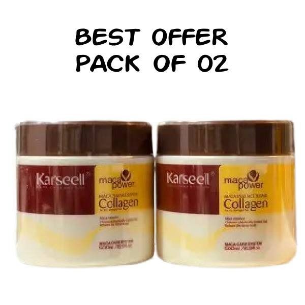 Pack Of 02 | Sealed Packed | Karseell Hair Mask Collagen Treatment Cream – Argan Oil &amp; Maca Essence, 16.9 OZ 500ml View Gallery - Pakistan